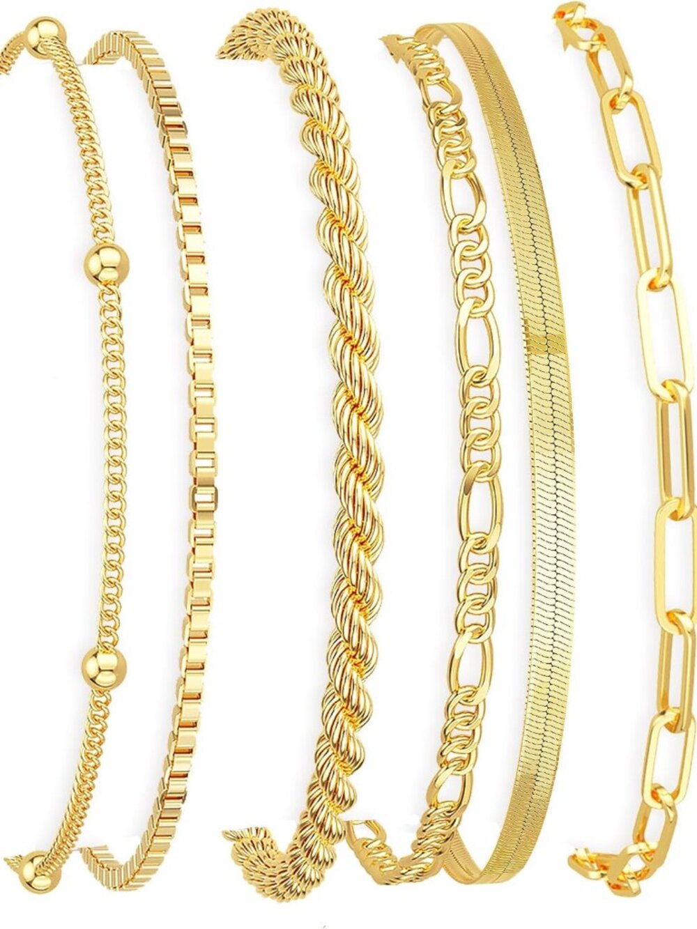 Chic Waterproof 14K Gold Plated Bracelets Set - Adjustable & Stackable Design